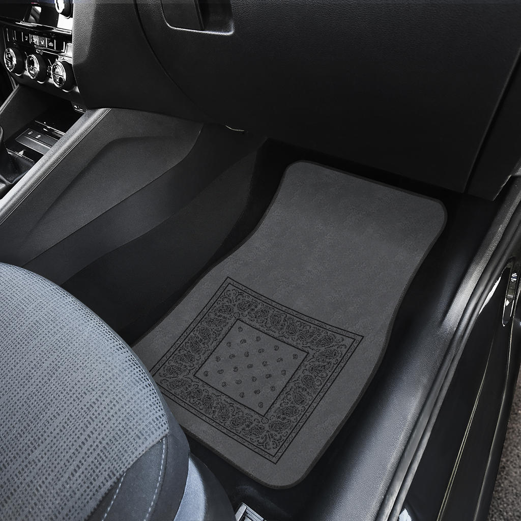 Quad Black and Gray Bandana Car Mats - Minimal