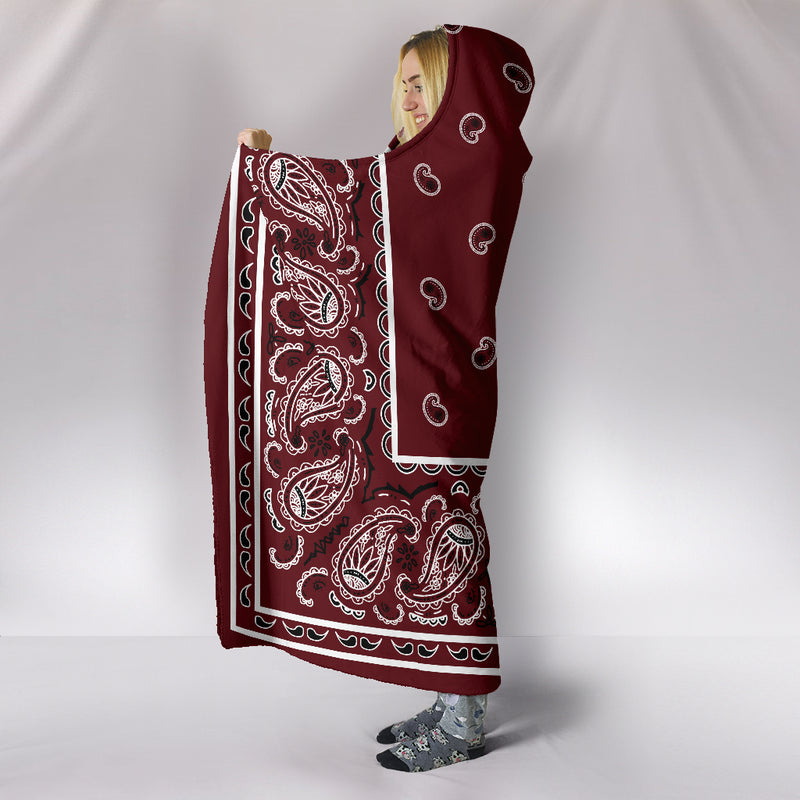 burgundy bandana hooded blanket left side