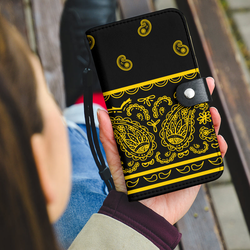 Black Gold Bandana Phone Case Wallet
