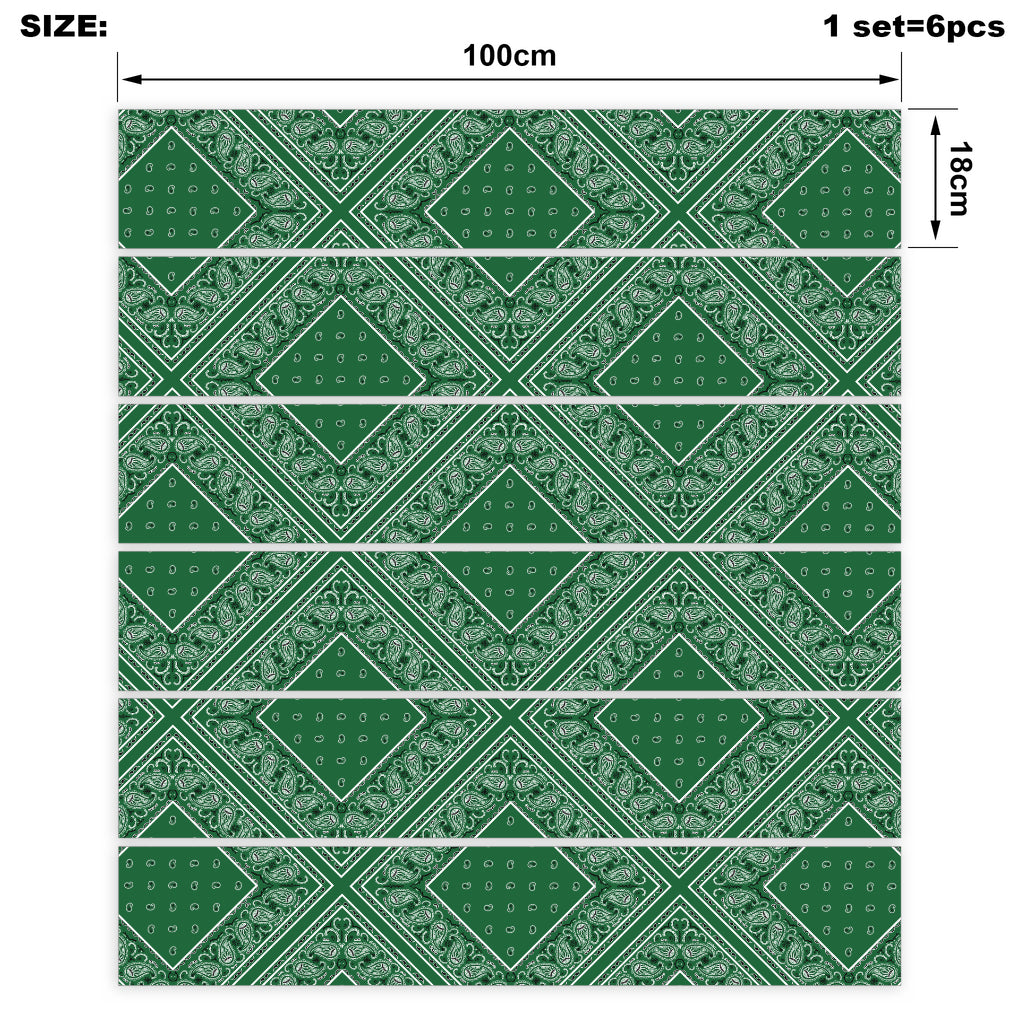 Classic Green Bandana Stair Stickers 6 Steps