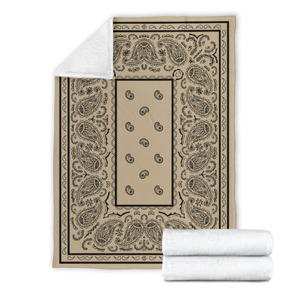 Ultra Plush Khaki and Black Bandana Throw Blanket