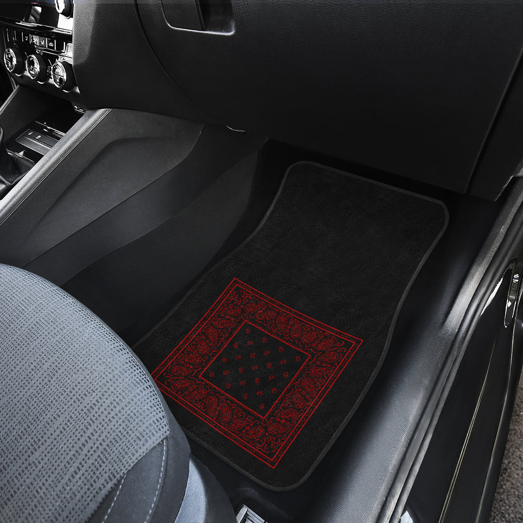 Dual Black and Red Bandana Car Mats - Minimal