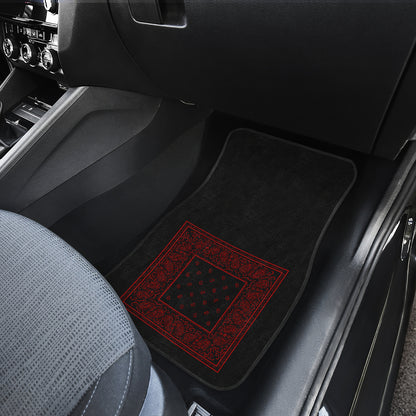 Dual Black and Red Bandana Car Mats - Minimal