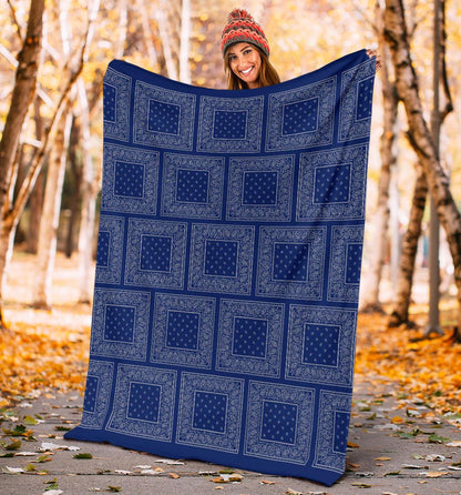 Blue Gray Bandana Throw Blankets