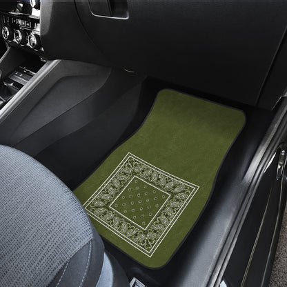Dual Army Green Bandana Car Mats - Minimal