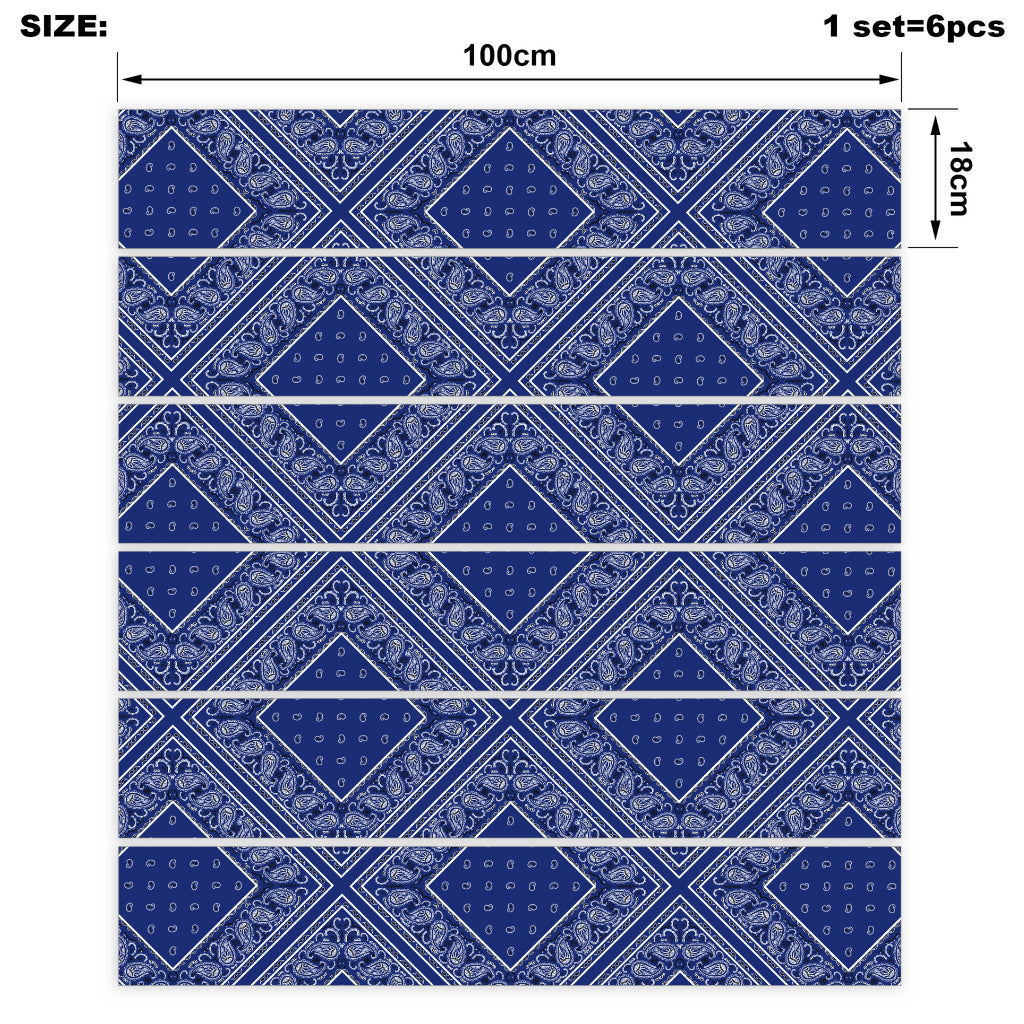 Royal Blue Bandana Stair Stickers 6 Steps