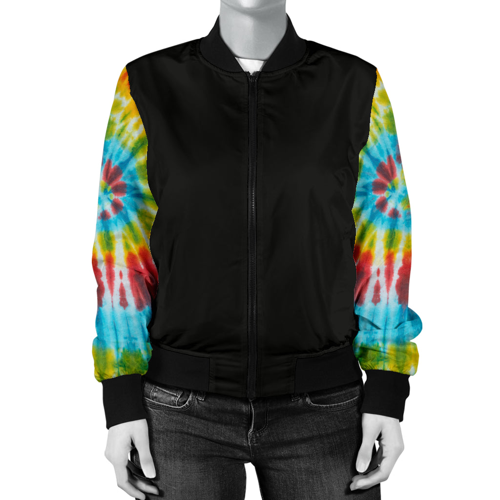 Women's Tie Dye Swirl Bandana Sleeved Bomber Jacket