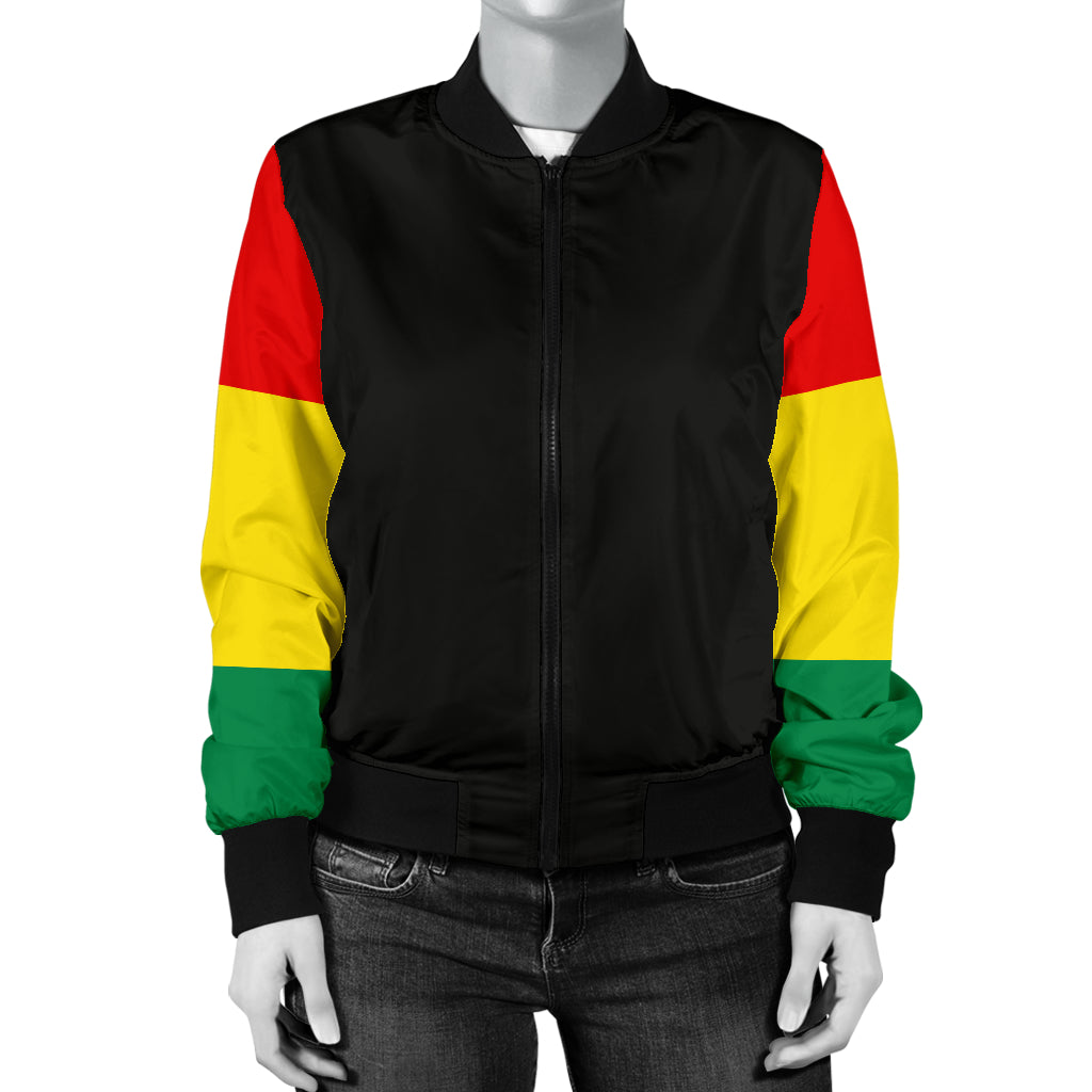 Women's Rasta Flag Bandana Sleeved Bomber Jacket