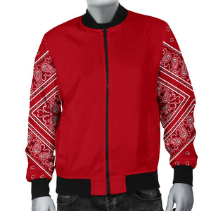 Men's Classic Red on Red Bandana Sleeved Bomber Jacket