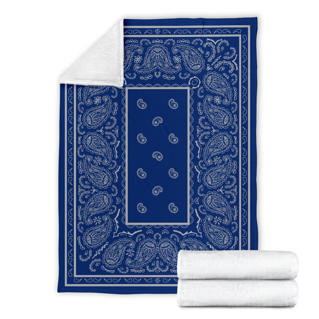 Blue and Grey Bandana Throw Blankets