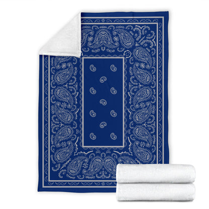 Blue and Grey Bandana Throw Blankets