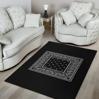 Black Bandana Area Rugs - Minimal