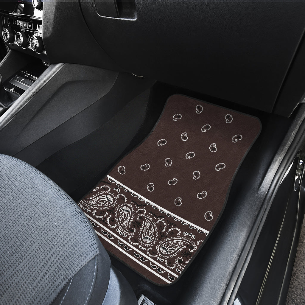 Dual Coffee Brown Bandana Car Mats - Fancy
