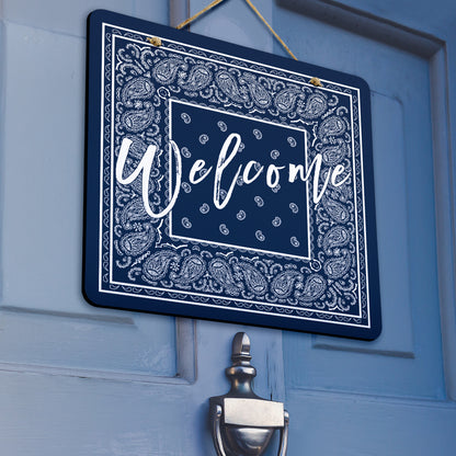 Navy Blue and White Bandana Door Signs