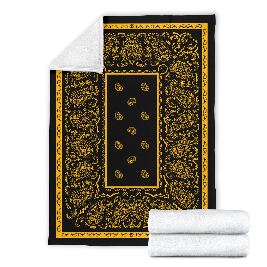 Black Gold Bandana Fleece Throw Blanket