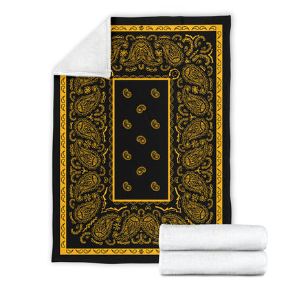 Black Gold Bandana Fleece Throw Blanket