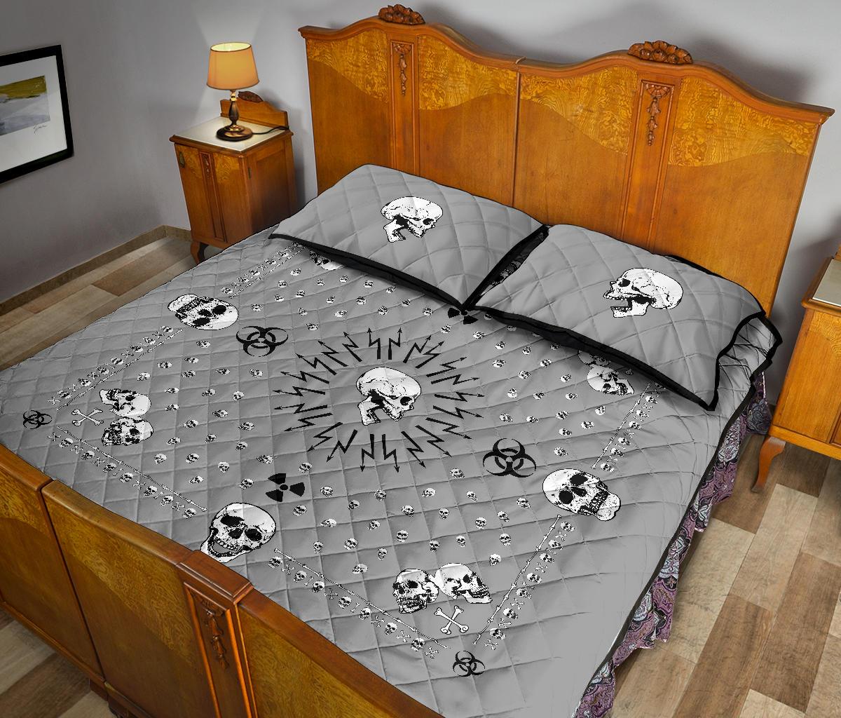 gray bandana with skulls bedding