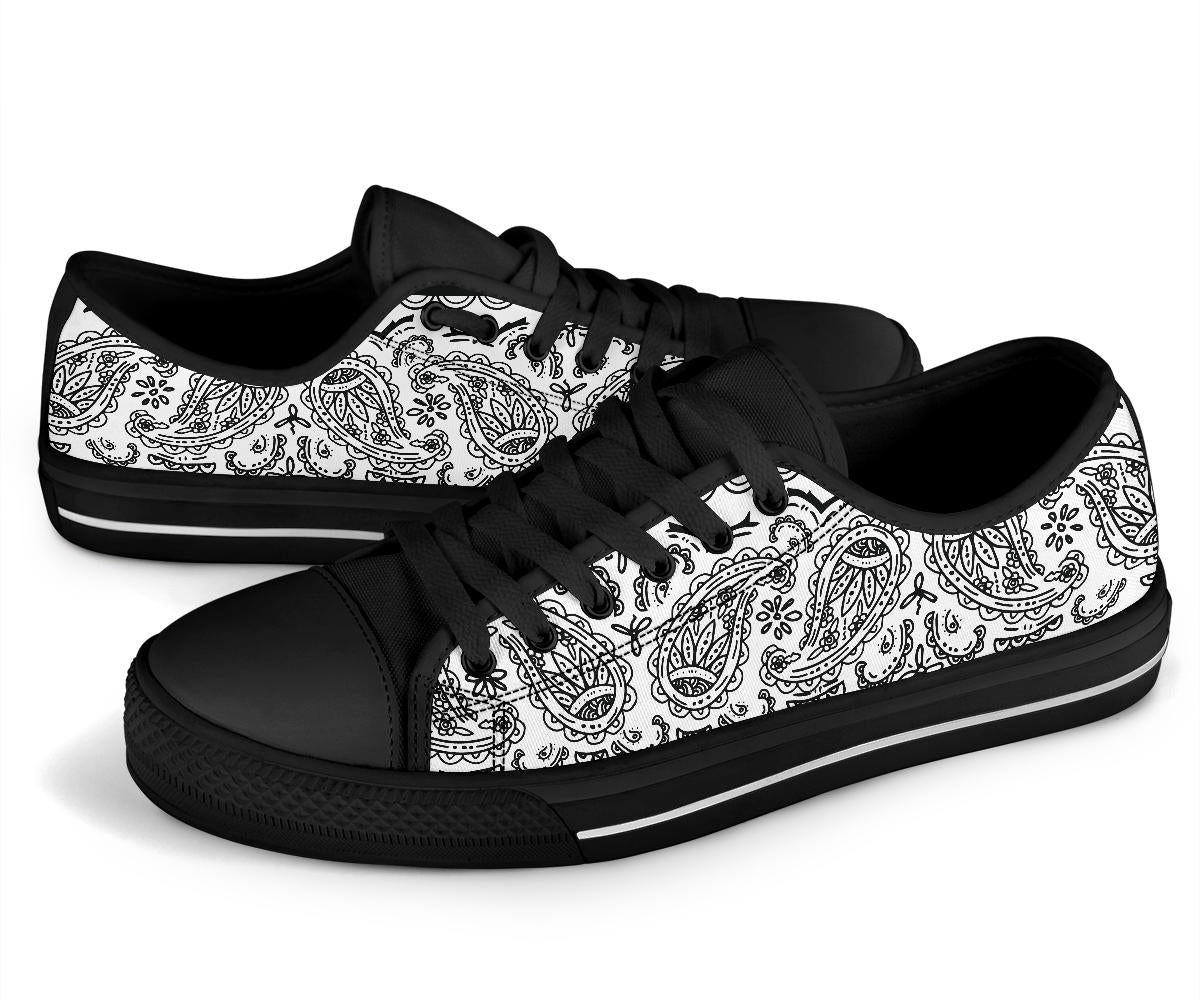 Canvas Low Top Sneakers - Bandana Style White
