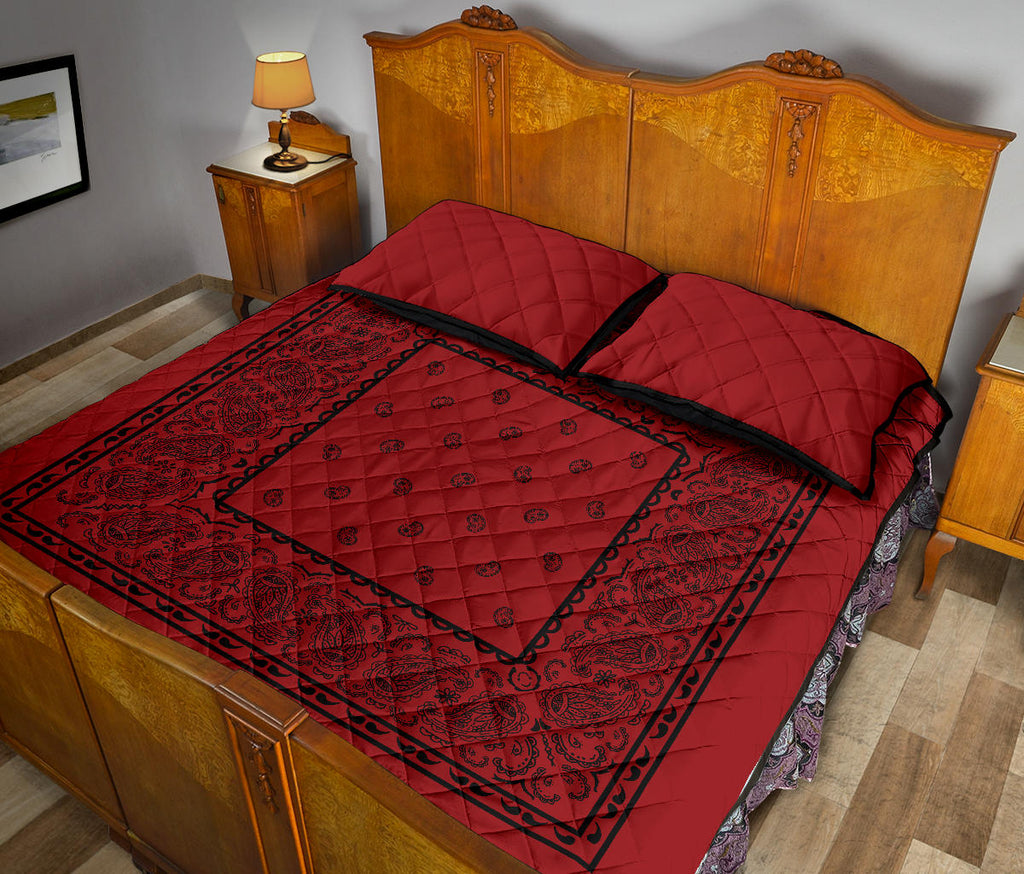 Red with Black Bandana Bed Quilts with Shams