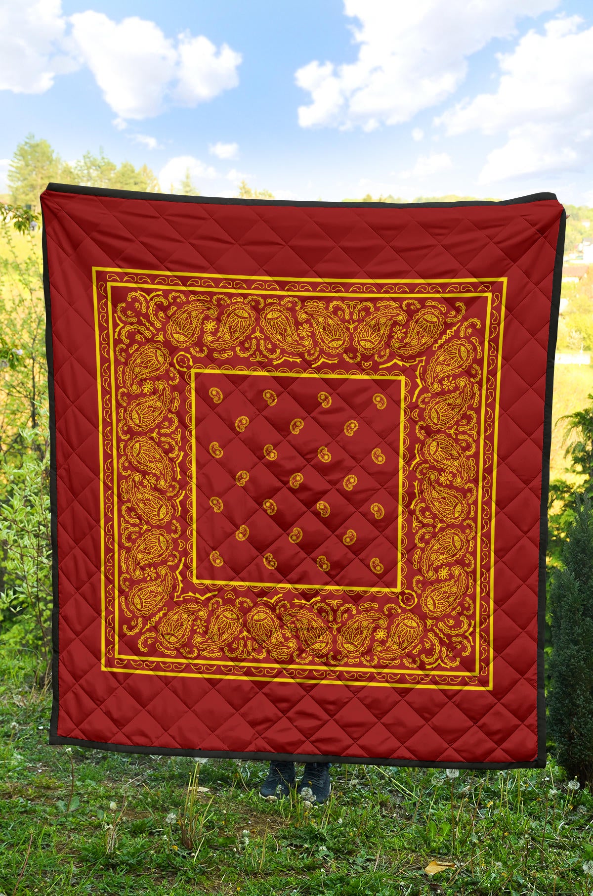 Quilt - Red and Gold Bandana Quilt