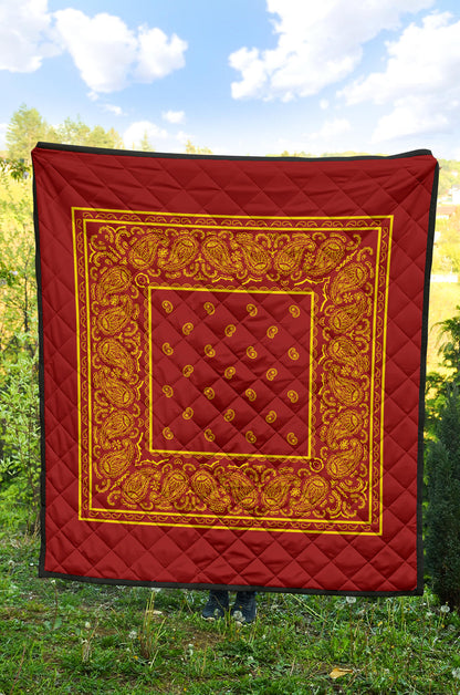 Quilt - Red and Gold Bandana Quilt