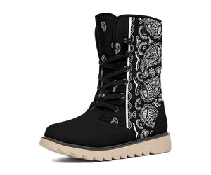 black bandana snow boots