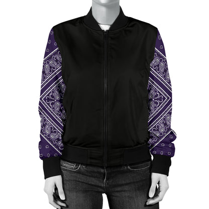 Women's Royal Purple Bandana Sleeved Bomber Jacket