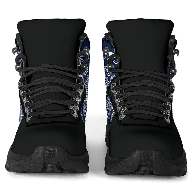 Navy Blue and White Bandana Alpine Boots
