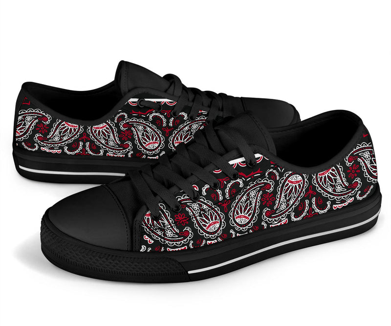 Canvas Low Top Sneakers - Bandana Style Wicked Black