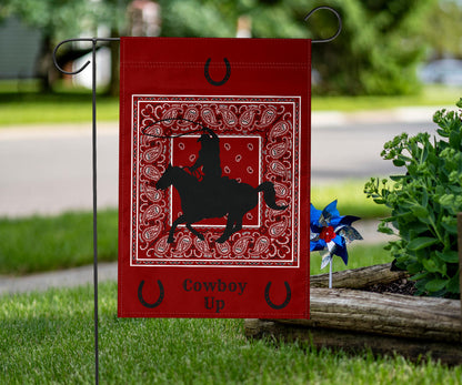 Maroon Bandana Cowboy Up Home and Garden Flags
