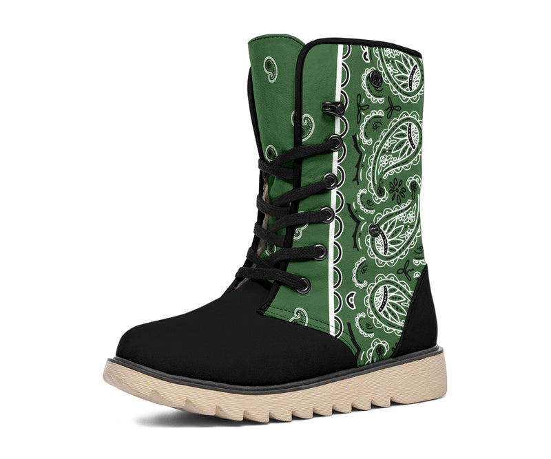 Classic Green Bandana Women's Winter Boots