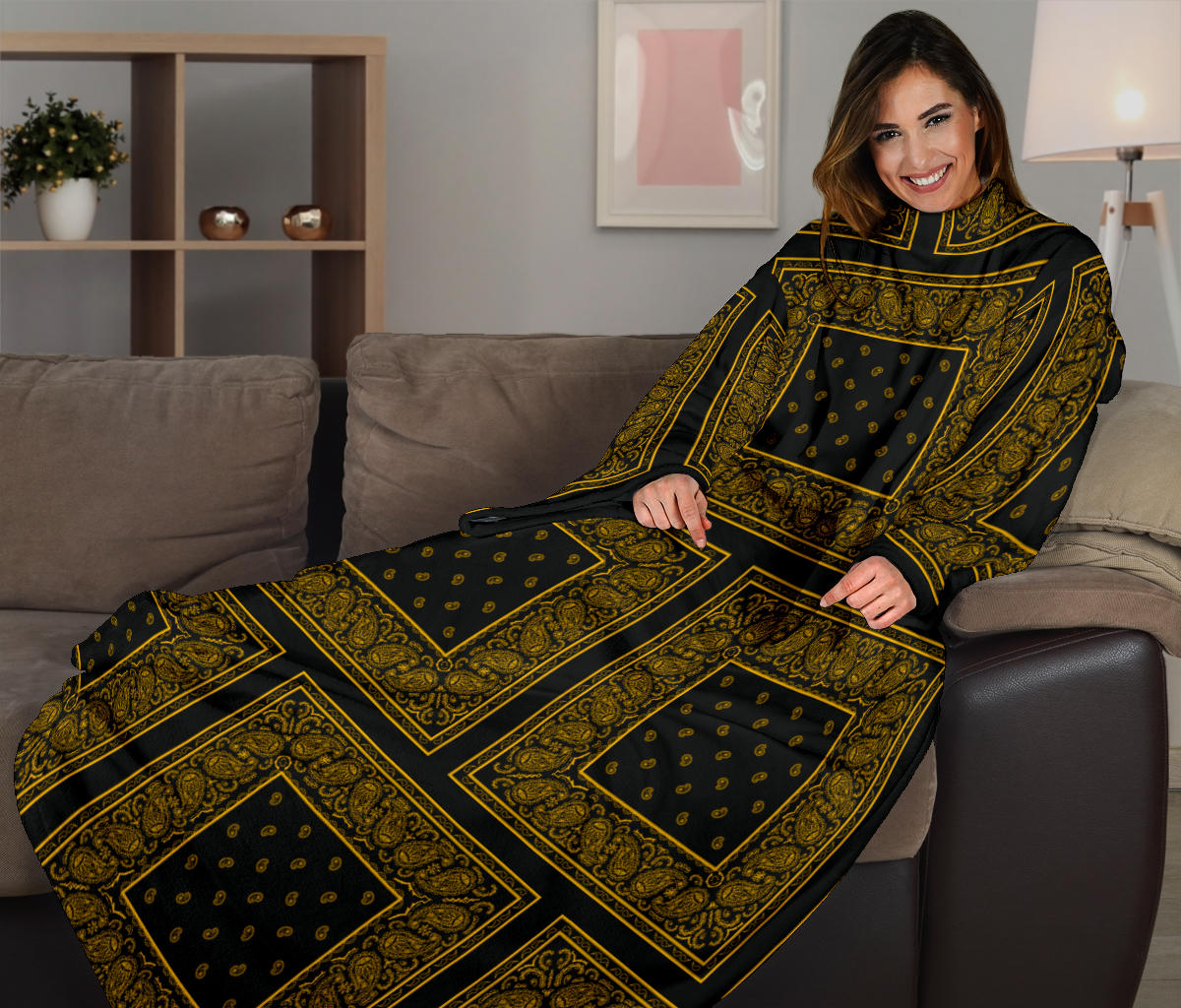 Funny black and gold bandana blankt