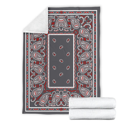 Gray Bandana Fleece Throw Blanket
