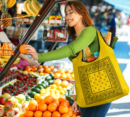 Gold and Black Bandana Reusable Grocery Bag 3-Pack
