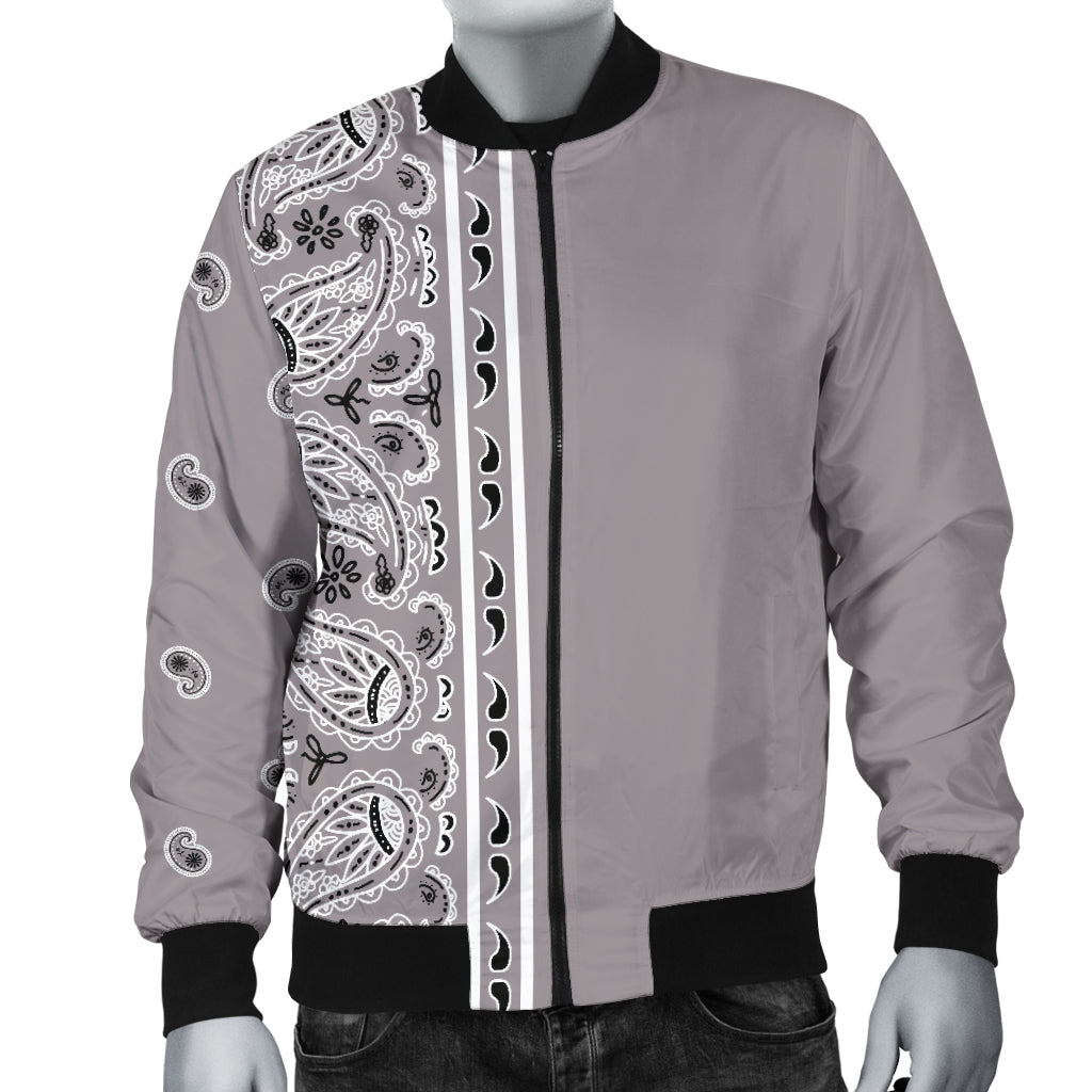 Asymmetrical Classic Gray Bandana Men's Bomber Jacket