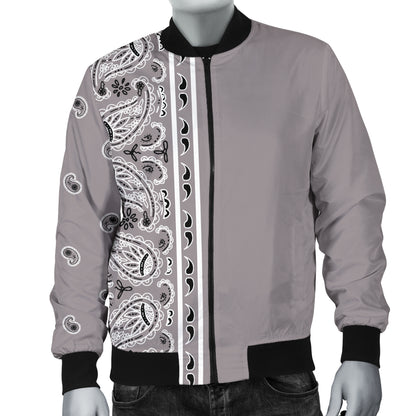 Asymmetrical Classic Gray Bandana Men's Bomber Jacket