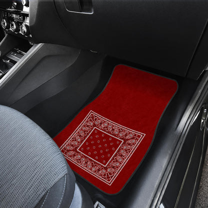 Quad Maroon Bandana Car Floor Mats - Minimal