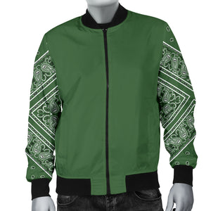 Men's Classic Green on Green Bandana Sleeved Bomber Jacket