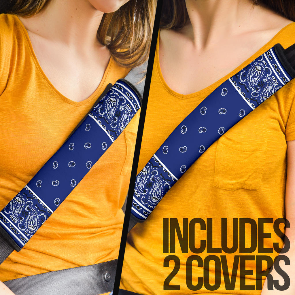 Royal Blue Bandana Seat Belt Covers - 3 Styles