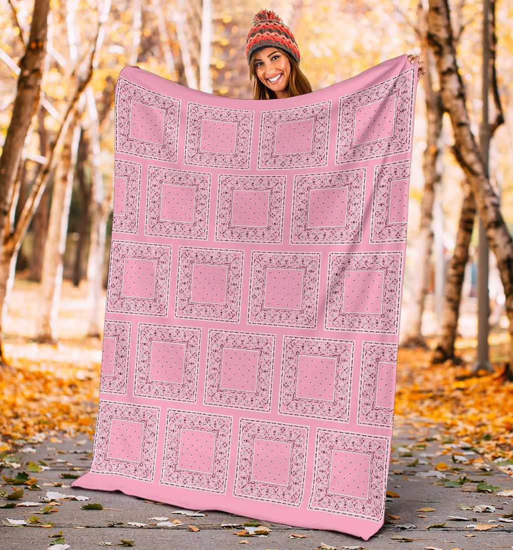 Pink Bandana Fleece Throw Blankets