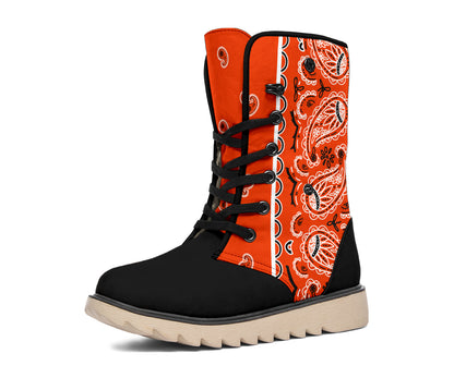Perfect Orange Bandana Women's Winter Boots