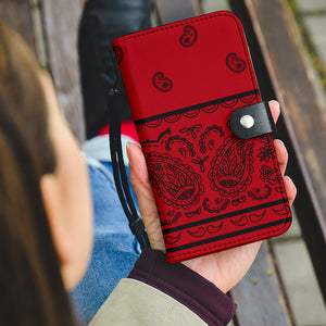 Red and Black Bandana Phone Case Wallet