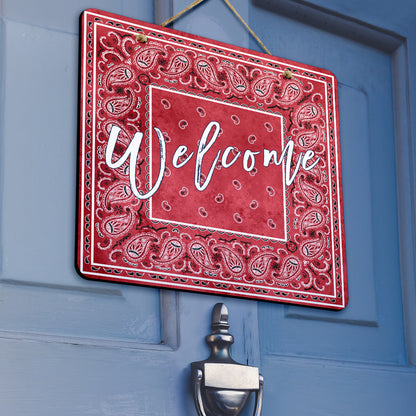 Red Denim Bandana Door Signs