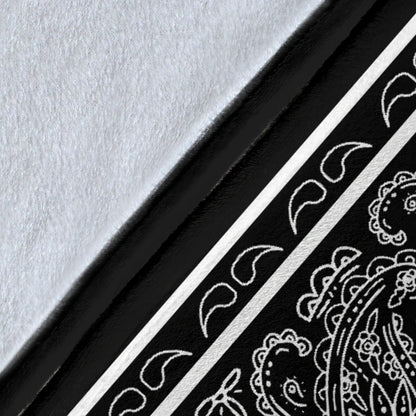 Ultra Plush Black Bandana Throw Blanket