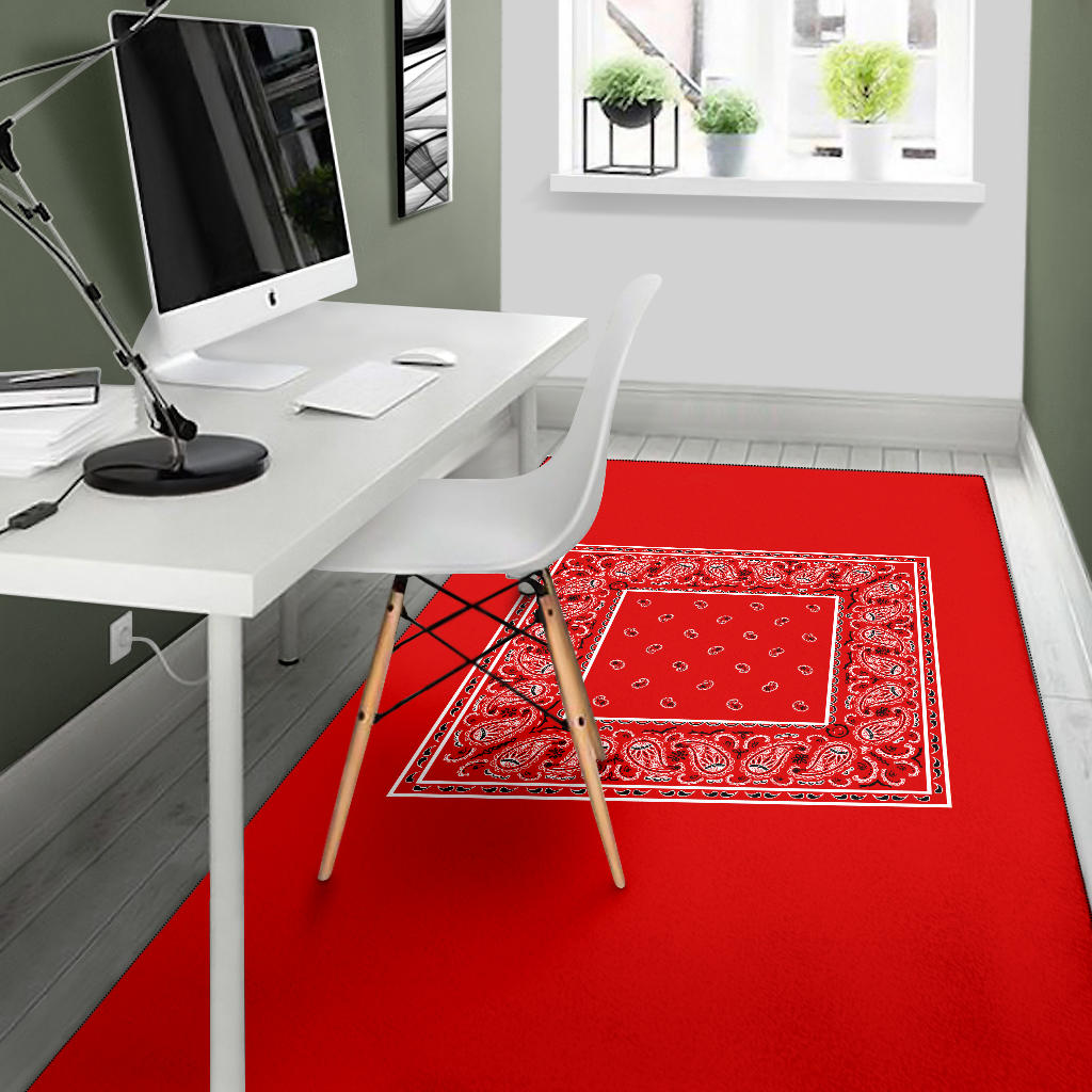 Western Red Bandana Area Rug - Minimal