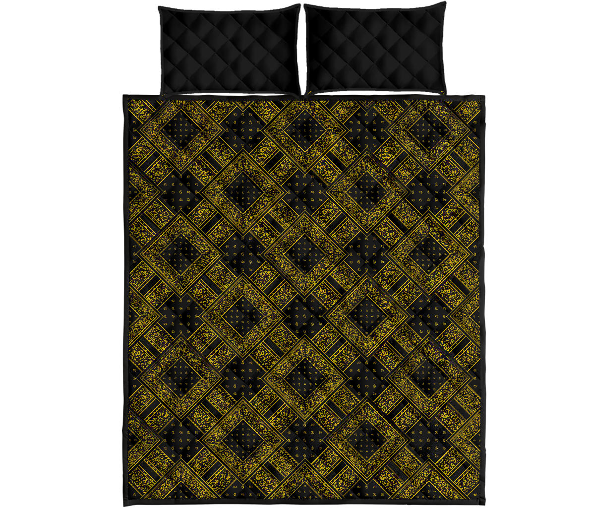 Quilt Set - Black Gold Bandana DB Quilt w/Shams