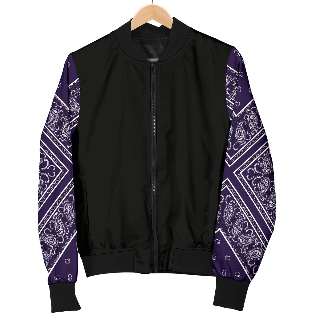 Men's Royal Purple Bandana Sleeved Bomber Jacket
