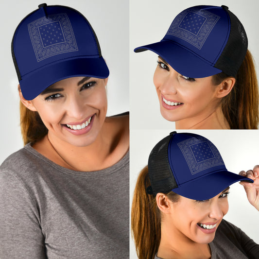 Blue and Gray Bandana Simple Mesh Back Cap