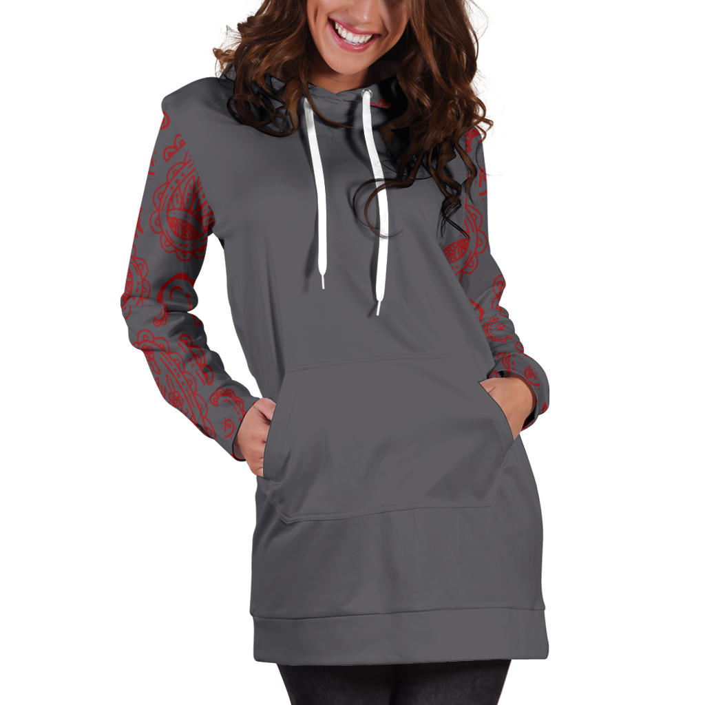 Gray and Red Bandana Hoodie