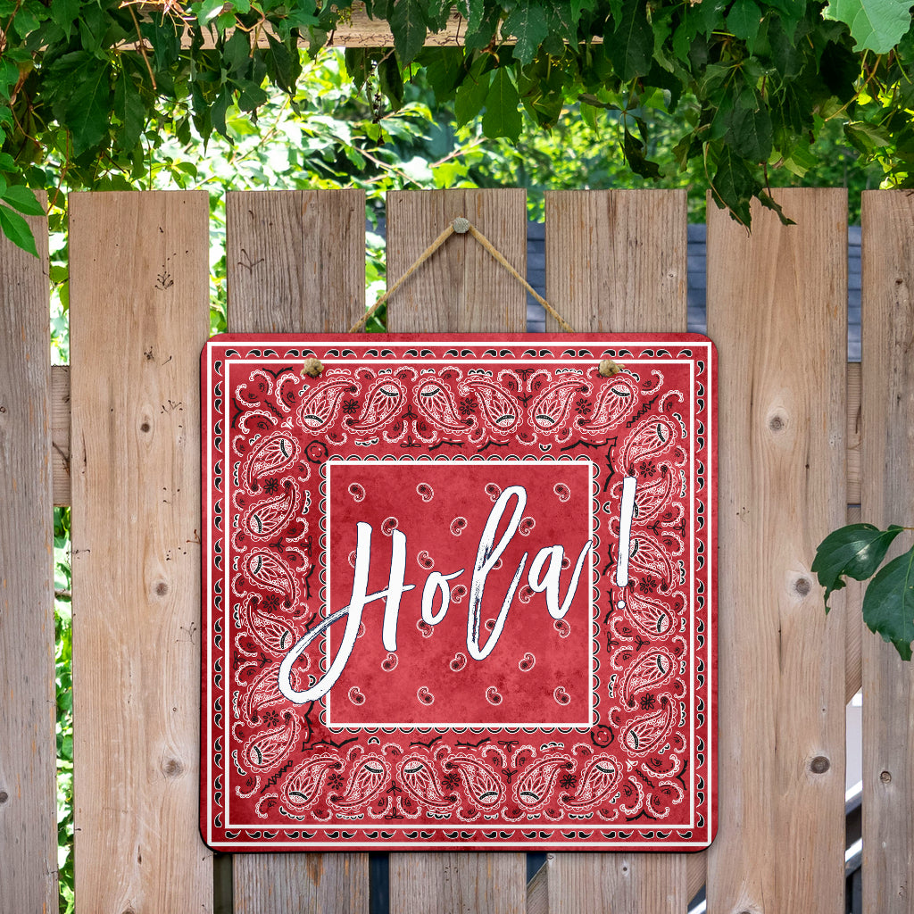 hola spanish home door sign